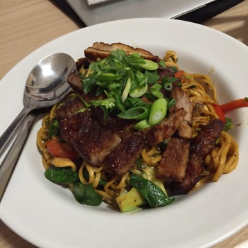 Chinese pork and vegetable noodle stir fry
